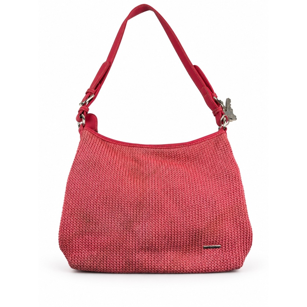 The Sak Vintage Y2K Pink Crochet Woven Knit Boho Shoulder Bag Purse